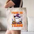 Trick Or Teach Teacher Halloween Ghost Pencil Floral Canvas Tote Bag, novelty gifts, funny gifts