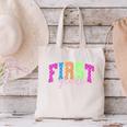 Back To School Neon Checkered First Grade Colorful Teacher Canvas Tote Bag, First Grade Teacher Tote Bags, gift for family, gift for coworker