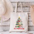 All Booked For Christmas Xmas Tree Teacher Holiday Pajamas Canvas Tote Bag, gift for family, gift for coworker