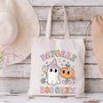 Daycare Boo Crew Groovy Halloween Floral Ghost Kid Teacher Canvas Tote Bag, Groovy Teacher Tote Bags, gift for family, gift for coworker