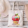 Dripping Apple Ice Cream Cone Cute Teacher Appreciation Canvas Tote Bag, gift for family, gift for coworker