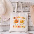 Fall In Love With Learning Autumn Pumpkin Fall Teacher Kids Canvas Tote Bag, gift for family, gift for coworker