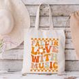Fall In Love With Music Groovy Thanksgiving Music Teacher Men Women Girls Kids Canvas Tote Bag, Groovy Teacher Tote Bags, gift for family, gift for coworker
