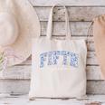 Fifth Grade Coquette Toile Blue Bow Floral Women Teacher Canvas Tote Bag, gift for family, gift for coworker