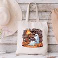 Ghost Book Reading Halloween Books Lover Teacher Canvas Tote Bag, gift for family, gift for coworker
