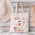 Groovy Halloween Trick Or Teach Retro Floral Ghost Teacher Canvas Tote Bag, Groovy Teacher Tote Bags, gift for family, gift for coworker Groovy Halloween Trick Or Teach Retro Floral Ghost Teacher Canvas Tote Bag, Groovy Teacher Tote Bags, gift for family, gift for coworker
