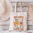 Groovy Pumpkin Spice Makes Teacher Nice Fall Thanksgiving Canvas Tote Bag, Groovy Teacher Tote Bags, gift for family, gift for coworker