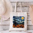Halloween Pumpkin Starry Night Van Gogh Art Teacher Canvas Tote Bag, gift for family, gift for coworker