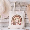 Happy Fri-Yay Friday Lovers Fun Teacher Leopard Rainbow Men Women Girls Kids Canvas Tote Bag, gift for family, gift for coworker