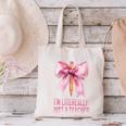 I'm Literally Just a Teacher Pencil Coquette Bow School Canvas Tote Bag, gift for family, gift for coworker