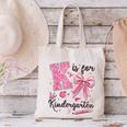 K Is For Kindergarten Teacher Coquette Bow Back To School Canvas Tote Bag, gift for family, gift for coworker K Is For Kindergarten Teacher Coquette Bow Back To School Canvas Tote Bag, gift for family, gift for coworker