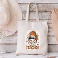 Messy Bun Spooky Teacher Bleached Halloween Teachers Canvas Tote Bag, gift for family, gift for coworker