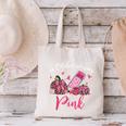 In October We Wear Pink Apple Teacher Daisy Breast Cancer Canvas Tote Bag, gift for family, gift for coworker