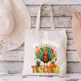 One Thankful Teacher Thanksgiving Turkey Cute Crayon Pencil Canvas Tote Bag, gift for family, gift for coworker