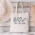 Peace Love Learn Tie Dye Teacher Kids 100th Days Of School Canvas Tote Bag, gift for family, gift for coworker