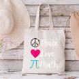Peace Love Math Maths Teacher Pi Symbol Men Women Canvas Tote Bag, gift for family, gift for coworker
