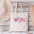 Pink Ghost Teach Halloween Teacher In Spooky Season Canvas Tote Bag, gift for family, gift for coworker