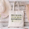 Retro Back To School Women Old Camo Preschool Teacher Canvas Tote Bag, gift for family, gift for coworker