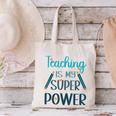 Retro Groovy Teaching Is My Super Power Teacher's Present Men Women Canvas Tote Bag, gift for family, gift for coworker