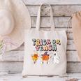 Trick Or Teach Candy Corn Pumpkin Ghost Teacher Canvas Tote Bag, gift for family, gift for coworker