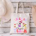 Trick Or Teach Halloween Teacher Floral Ghost Groovy Canvas Tote Bag, Groovy Teacher Tote Bags, gift for family, gift for coworker