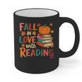 Fall In Love With Reading Autumn Thanksgiving Shirt Teacher Graphic Print Coffee Mug, trending gift