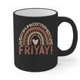 Happy Fri-Yay Friday Lovers Fun Teacher Leopard Rainbow Men Women Girls Kids Graphic Print Coffee Mug, trending gift