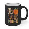 Love Pre-k Teacher Shirts Autumn Fall Pumpkin Fall Leopard Graphic Print Coffee Mug, trending gift