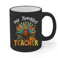 One Thankful Teacher Thanksgiving Turkey Cute Crayon Pencil Graphic Print Coffee Mug, trending gift