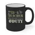 Retro Back To School Women Old Camo Pre-K Teacher Graphic Print Coffee Mug, trending gift