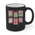 Vintage Preppy Very Merry Teacher Santa Stamps Christmas Graphic Print Coffee Mug, trending gift