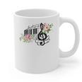 Cut Music Teacher Shirt With a Piano Keys Notes And Flowers Graphic Print Coffee Mug, trending gift