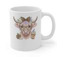 Cute Floral Highland Cow Back To School For Women Teacher Graphic Print Coffee Mug, trending gift