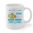 Librarian Teacher Dive Into A Good Book Reading Premium Tri-Blend Graphic Print Coffee Mug, trending gift