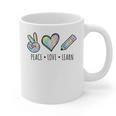 Peace Love Learn Tie Dye Teacher Kids 100th Days Of School Graphic Print Coffee Mug, trending gift
