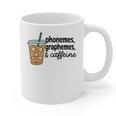 Phonemes Graphemes And Caffeine Coffee Teacher Appreciation Graphic Print Coffee Mug, trending gift