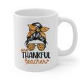 Thanksgiving Shirt Teacher Women Messy Bun Thankful Teacher Graphic Print Coffee Mug, trending gift Thanksgiving Shirt Teacher Women Messy Bun Thankful Teacher Graphic Print Coffee Mug, trending gift