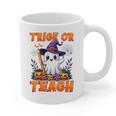 Trick Or Teach Teacher Halloween Ghost Pencil Floral Graphic Print Coffee Mug, trending gift Trick Or Teach Teacher Halloween Ghost Pencil Floral Graphic Print Coffee Mug, trending gift