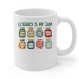 Women Literacy Is My Jam Literacy Teacher Reading Teacher Graphic Print Coffee Mug, trending gift