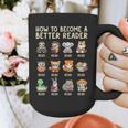 How To Become A Better Reader Animals Reading Teacher Graphic Print Coffee Mug, funny design How To Become A Better Reader Animals Reading Teacher Graphic Print Coffee Mug, funny design