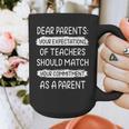 Dear Parents Your Expectations Of Teachers Should Match Men Women Graphic Print Coffee Mug, funny design Dear Parents Your Expectations Of Teachers Should Match Men Women Graphic Print Coffee Mug, funny design