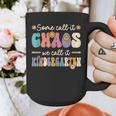 Groovy Some Call It Chaos We Call It Kindergarten Teacher Graphic Print Coffee Mug, Groovy Teacher Gifts, funny design