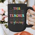 Groovy This Teacher Is Glowing Hello Summer End Of School Graphic Print Coffee Mug, Groovy Teacher Gifts, funny design