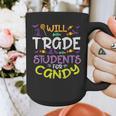 Halloween Teacher Will Trade Students For Candy Women Men Graphic Print Coffee Mug, funny design