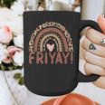 Happy Fri-Yay Friday Lovers Fun Teacher Leopard Rainbow Men Women Girls Kids Graphic Print Coffee Mug, funny design