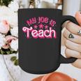 My Job Is Teach Pink Retro Female Teacher Life Women Graphic Print Coffee Mug, funny design