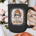 Messy Bun Spooky Teacher Bleached Halloween Teachers Graphic Print Coffee Mug, funny design