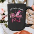 In October We Wear Pink Apple Teacher Daisy Breast Cancer Graphic Print Coffee Mug, funny design