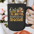 One Thankful Substitute Teacher Turkey Leopard Thanksgiving For Men Women Graphic Print Coffee Mug, funny design