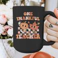 One Thankful Teacher Fall Leaves Thanksgiving Retro Graphic Print Coffee Mug, funny design